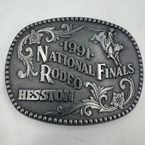Hesston Silver Rodeo Belt Buckle
